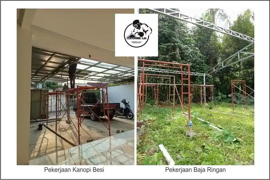 proses jasa kanopi Purwokerto pemasangan rangka kanopi rumah